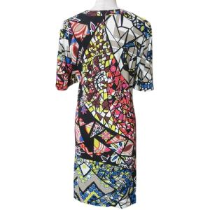 Emilio Pucci ワンピース ひざ丈 半袖 総柄 レーヨン シルク I40 日本サイズM相当 マルチカラー GY14 X