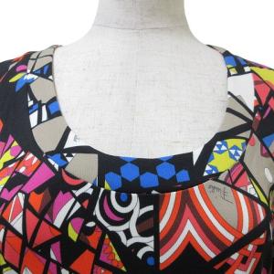 Emilio Pucci ワンピース ひざ丈 半袖 総柄 レーヨン シルク I40 日本サイズM相当 マルチカラー GY14 X