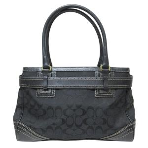 COACH 10508 ハンドバッグ シグネチャー キャンバス レザー 革 ロゴ タッセル チャーム 鞄 黒 ブラック GY18 X