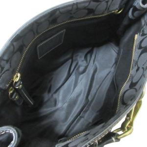 COACH 10508 ハンドバッグ シグネチャー キャンバス レザー 革 ロゴ タッセル チャーム 鞄 黒 ブラック GY18 X