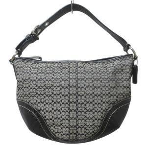 F10924 ショルダーバッグ シグネチャー レザー 革 キャンバス ワンショルダー チャーム ロゴ 鞄 ブラック 黒 グレー