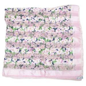 YVES SAINT LAURENT foulards 大判 スカーフ シルク100% 花柄 ボーダー ピンク GY14 X
