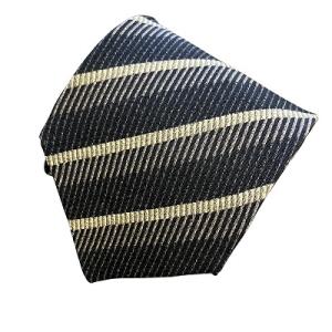 美品 ネクタイ レジメンタル レギュラータイ シルク イタリア製 黒 ブラック GY14