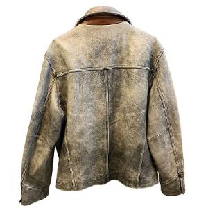 Timberland ヴィンテージ レザー ジャケット ジップアップ 加工 無地 厚手 Sサイズ 茶 ブラウン