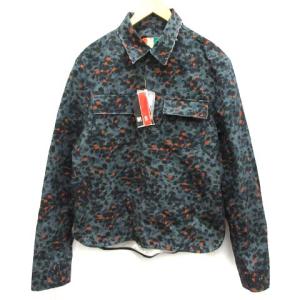 シャツ 総柄 長袖 50 黒 青 オレンジ