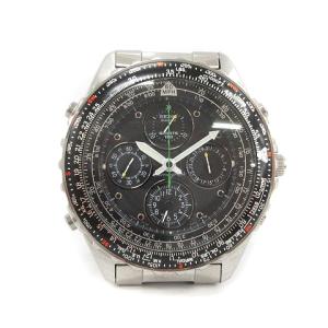 腕時計 ウォッチ クォーツ クロノグラフ カレンダー スカイプロフェッショナル ステンレススチール シルバー 黒 ブラック