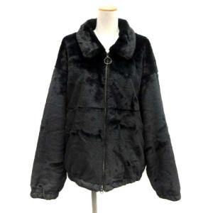 L ブルゾン ジャケット ファイクファー L ジップアップ 黒 ブラック