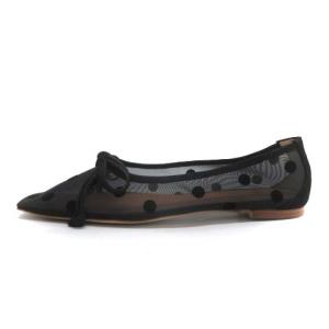 19SS バレエシューズ フラット AMBER BALLET ドット チュール スクエアトゥ 35.5 黒 ブラック