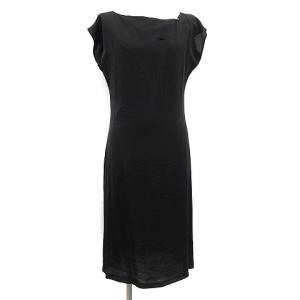 ワンピース ミモレ ロング 40 半袖 黒 ブラック