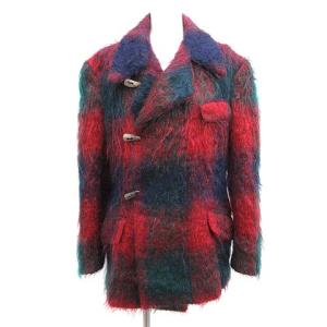 ジャケット モヘア ウール混 8 マルチカラー 赤 レッド 紺 ネイビー