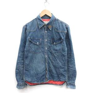 デニムジャケット フラワースタッズ 長袖 S 青 ブルー