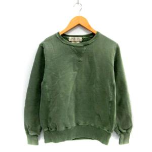トレーナー スウェット クルーネック 長袖 ミリタリー S カーキ 緑