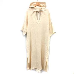 19SS ワンピース メキシカン Cocoon Mexican Dress 半袖 マキシ リネン混 36 アイボリー 生成り