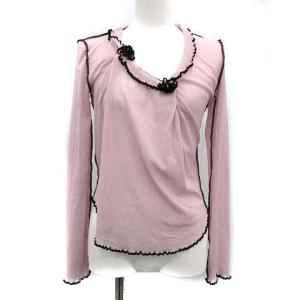 パワーネット カットソー 長袖 フリル シアー 40 ピンク