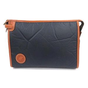 セカンドバッグ クラッチ バチュークロス ナイロン ネイビー 茶