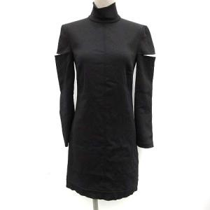 ワンピース ミニ ハイネック 長袖 ウール 2 ブラック