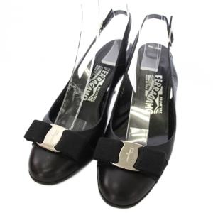 ヴァラ パンプス ストラップ レザー ラウンドトゥ 5.5C 黒 ブラック /TK