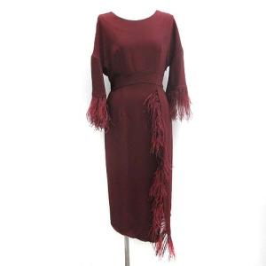 ワンピース ロング ミモレ フェザースリットドレス FEATHER SLIT DRESS