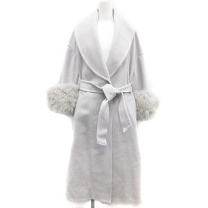 コート ビッグカラー ウール リボンベルト フォックスファー