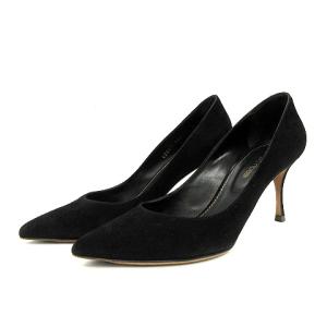 パンプス ピンヒール ポインテッドトゥ スエード 36.5 黒 ブラック