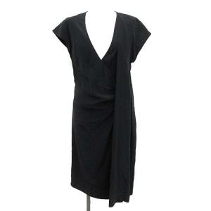 ワンピース フレンチスリーブ 半袖 ロング 40 M 黒 ブラック