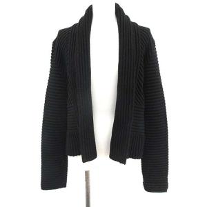 カーディガン ニット ショールカラー ウール XS 黒 ブラック