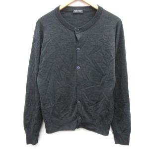 L カーディガン ニット ウール 長袖 チャコールグレー