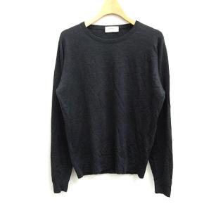 ニット セーター 長袖 ウール M 紺 ネイビー