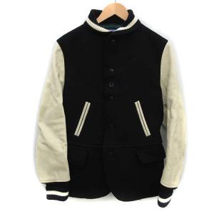 コムデギャルソン スタジャン ジャケット ブルゾン 中綿 アウター カウレザー 切替 ウール S 黒 ブラック ベージュ