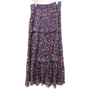 36 S 2019 スカート ロング マキシ丈 ティアード 花柄 紺 ネイビー ピンク