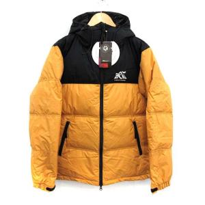 NANGA ダウンジャケット HOODED DOWN JACKET フーディ 格子柄 チェック M 黒 黄