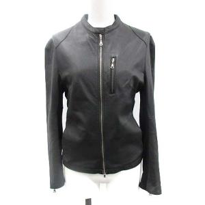 ライダースジャケット シングル 切替  ラムレザー 40 L ブラック