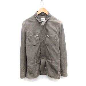 ラムレザージャケット ジップアップ グレー