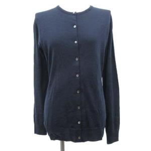 カーディガン ニット L ウール 紺 ネイビー