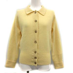 カーディガン ニット 長袖 襟 ウール F 黄色 イエロー