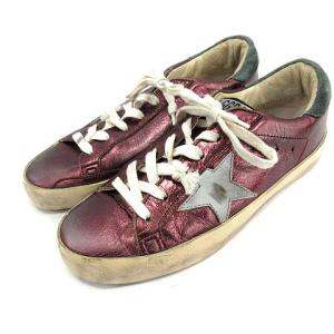 GOLDEN GOOSE スニーカー シューズ メタリック USED加工 星 スター 37 24.0cm 紫