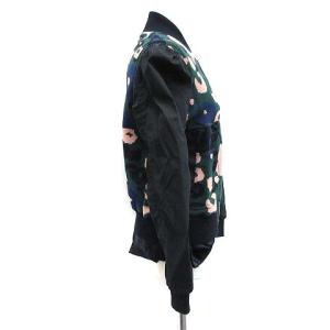 sacai luck ブルゾン ジャケット ニット 切替 裾フリル 柄 1 S  黒 緑 紺