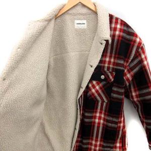 MONKEY TIME 19AW HEAVY TWILL BOA CPO ジャケット ボア チェック アウター M 赤 レッド 黒