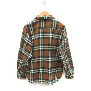 KAPTAIN SUNSHINE 17AW  ネルシャツ 長袖  Utility Open Collar Shirts チェック コットン 36 S 茶 緑