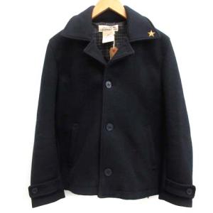 S メルトンPコート アウター ワンスタースタッズ ウール 紺 ネイビー