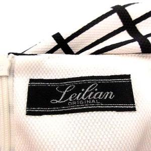 Leilian ワンピース ロング 半袖 チェック エンボス加工 13号 白 黒 