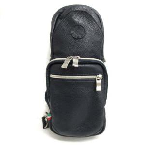 ボディバッグ ショルダー レザー 紺 ネイビー