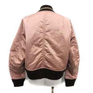 MUVEIL スタジャン ジャケット ブルゾン アウター ミリタリー ニット 切替 刺繍 スパンコール ピンク ブラウン 茶