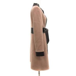 VALENTINO ノーカラーコート ロング ウール カシミヤ混 8 M 茶