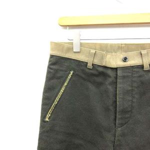 RIPVANWINKLE パンツ カウレザー 切替 ダメージ加工 カットオフ 4 XL ベージュ グレー