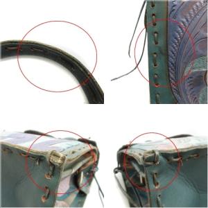 CARVING TRIBES ハンドバッグ マエストラ レザー 花柄 フローラル カーキ 紫 パープル ピンク