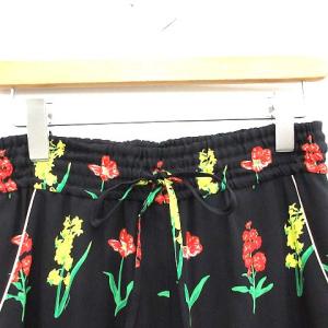 MUVEIL パンツ イージー ワイド ヴィンテージフラワー リラックス フローラル 花柄 36 S 黒 ブラック