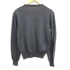 Martin Margiela 10 カーディガン ニット ボーダー Vネック 長袖 S 紺 ネイビー グレー