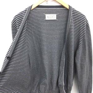 Martin Margiela 10 カーディガン ニット ボーダー Vネック 長袖 S 紺 ネイビー グレー