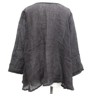 nest Robe リネンガーゼショートローブ ブラウス シャツ Vネック 長袖 シアー 麻 リネン F 黒 ブラック
